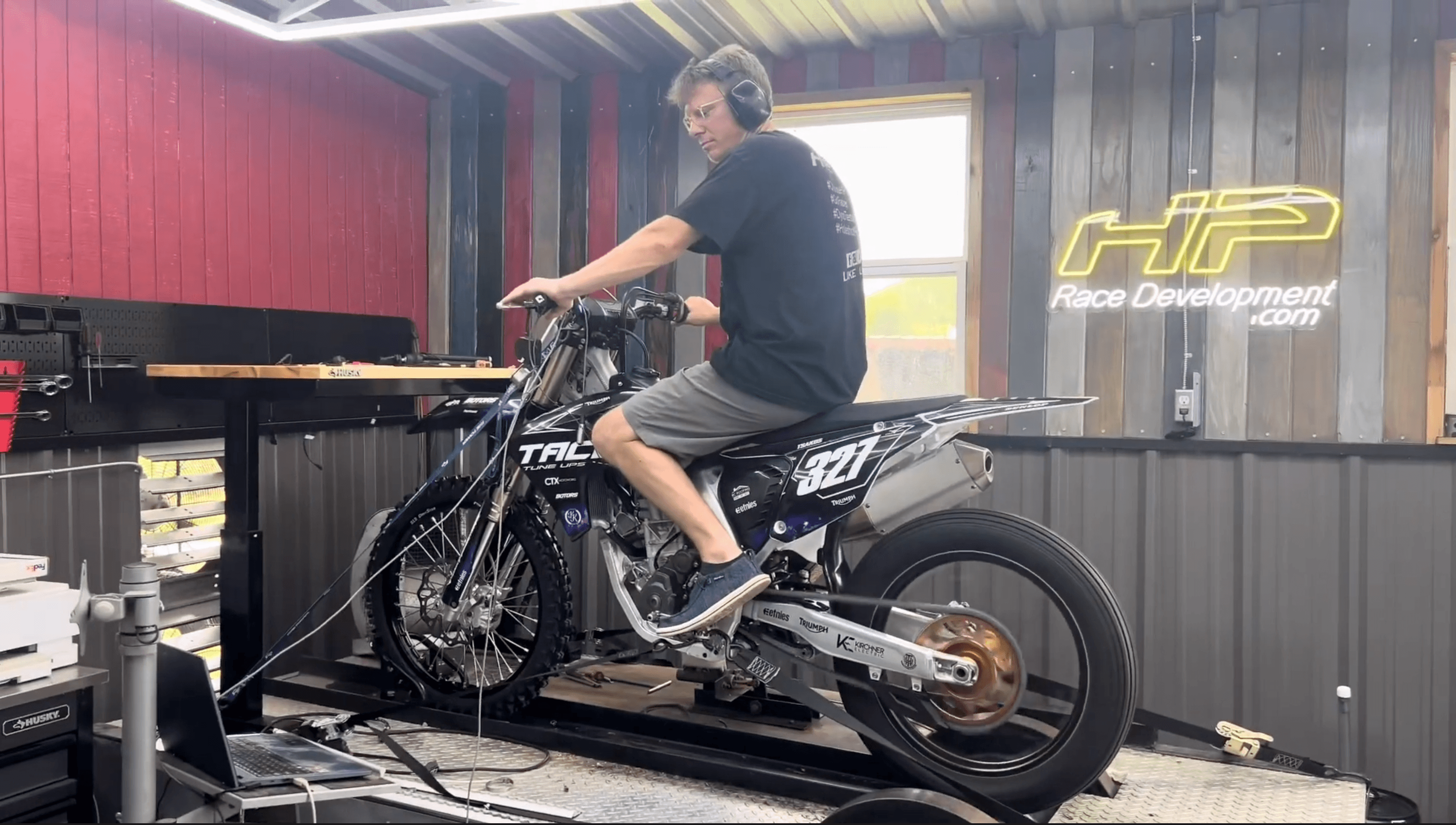 Triumph Motorcycle on Dyno at HP Race Development